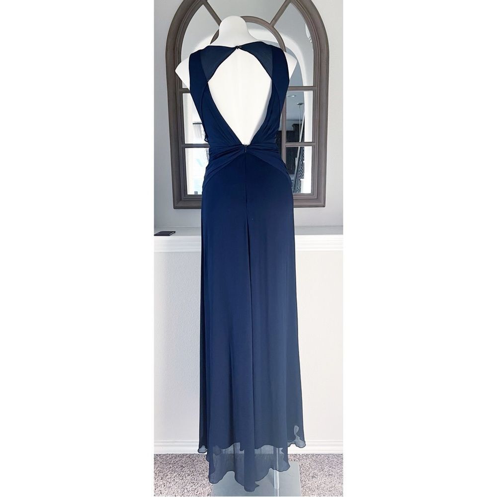 Badgley Mischka Navy Petunia Gown, Maxi, Excellent, Size 2 - Picture 7 of 16